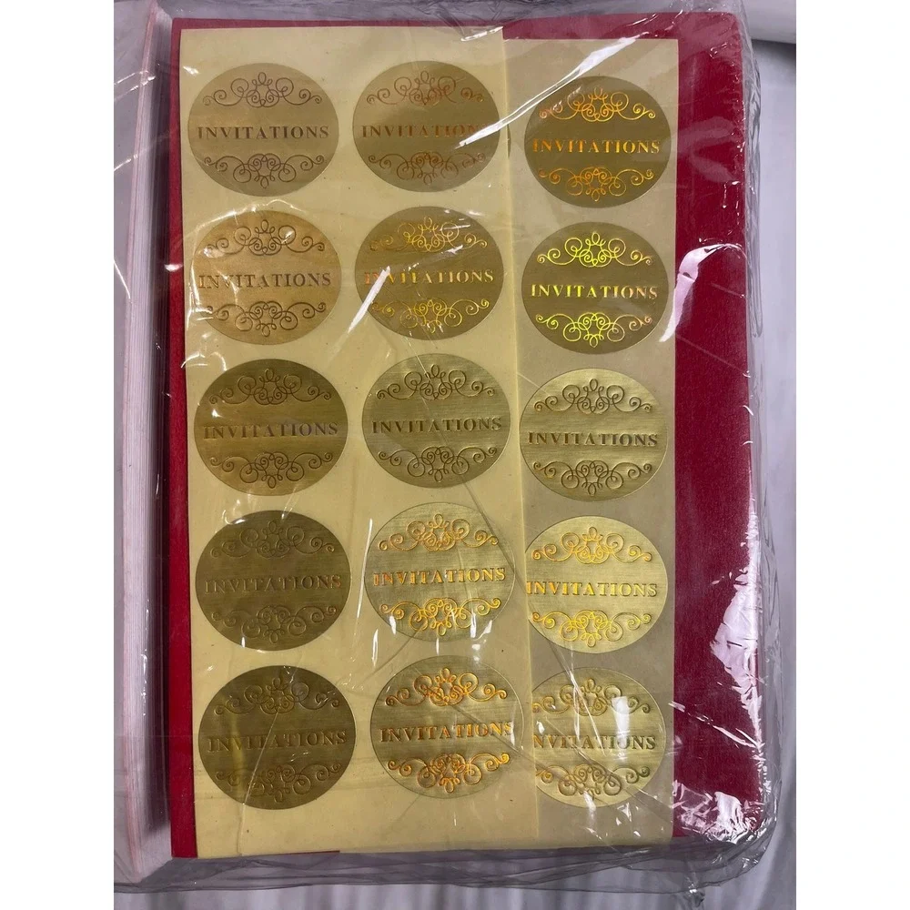 Sabary 100 Pcs 5x7 Burgundy Laser Cut Wedding Invitation Set with Gold Seals‎